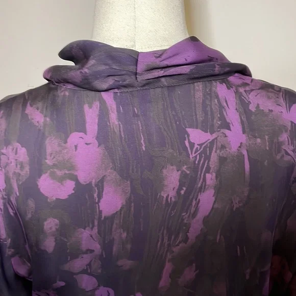 💜SPORTSCRAFT Sz8 motley purple 3/4 sleeve top w neck tie detailing - Picture 6 of 10